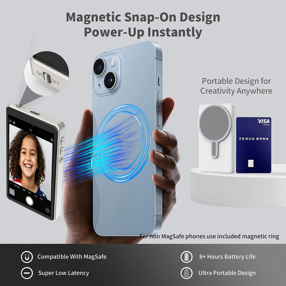 Magnetic Phone Vlog Selfie Monitor Screen Back Camera Monitor Phone Vlog Selfie Screen for Android iPhone Cellphone Accessory
